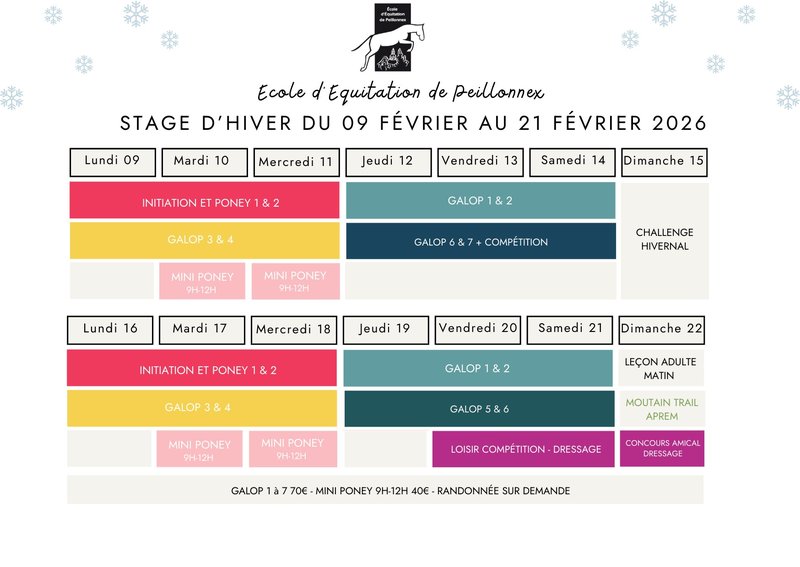 Evenement Ecole d’équitation de Peillonnex