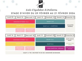 Les stages d'Hiver du 9 au 21 février 2026
