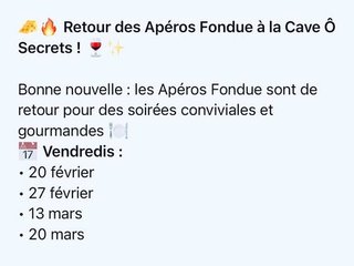 Les Apéros Fondue sont de retour !!!