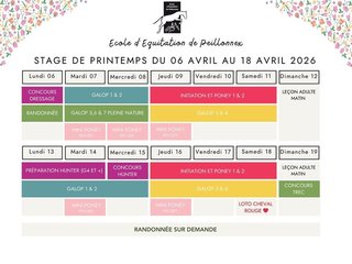 Les stages de Printemps du 6 au 18 avril !