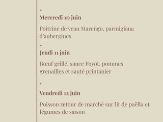 Au menu cette semaine !
