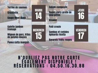 Le menu de la semaine !