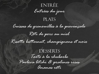 Au menu cette semaine sur place ou à emporter !