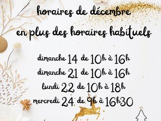 Les horaires spéciaux de décembre