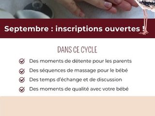 Cycle massage Bébé, les inscriptions pour septembre sont ouvertes !!