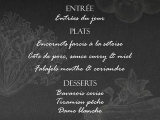 Au menu cette semaine sur place ou à emporter !
