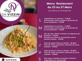 Au menu cette semaine sur place ou à emporter !