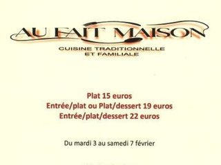 Au menu cette semaine sur place ou à emporter