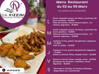 Au menu cette semaine sur place ou à emporter !