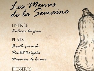 Au menu cette semaine sur place ou à emporter !