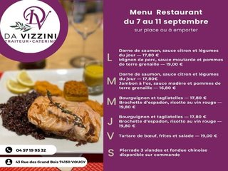 Menu de la semaine chez Da Vizzini !