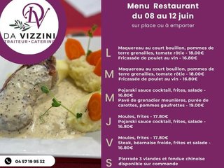 Au menu cette semaine sur place ou à emporter !