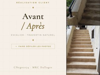 Avant / Après — Escalier en travertin naturel