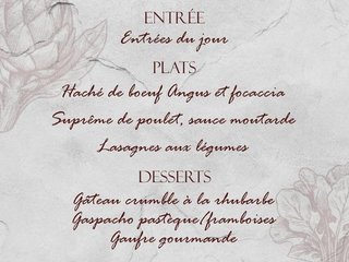 Au menu cette semaine sur place ou à emporter !