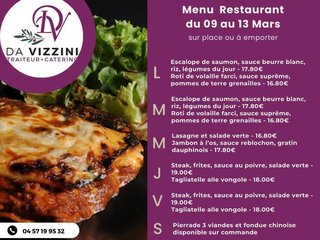Au menu cette semaine sur place ou à emporter !