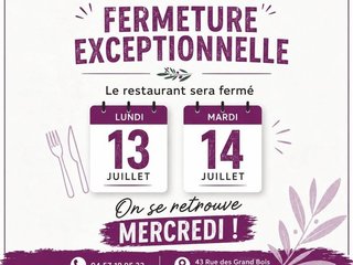  Fermeture exceptionnelle