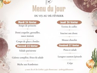 Les menus du jour sont de retour è!