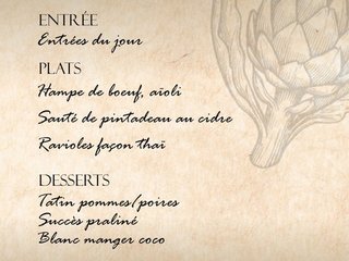 Au menu cette semaine sur place ou à emporter !
