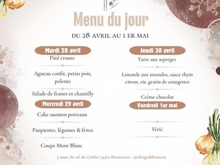 Au menu cette semaine !
