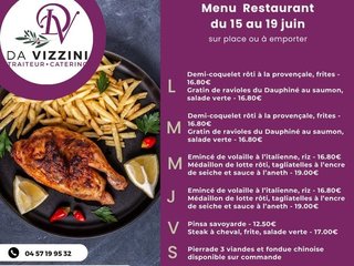 Au menu cette semaine sur place ou à emporter !