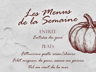 Au menu cette semaine sur place ou à emporter !