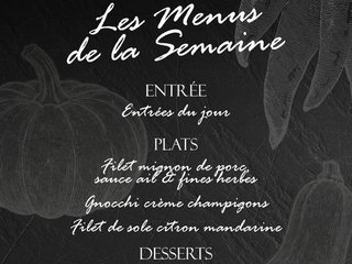 Au menu cette semaine sur place ou à emporter !