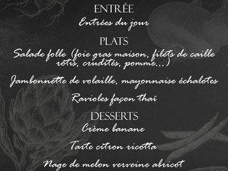 Au menu cette semaine sur place ou à emporter !