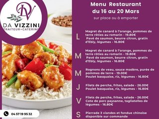 Au menu cette semaine sur place ou à emporter !