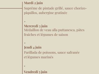 Au menu cette semaine !
