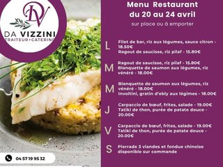 Au menu cette semaine sur place ou à emporter !