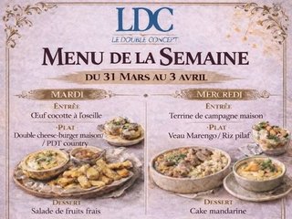 Au menu cette semaine sur place, emporter ou en livraison !