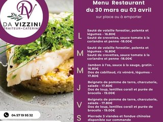 Au menu cette semaine sur place ou à emporter !