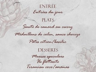 Au menu cette semaine sur place ou à emporter !