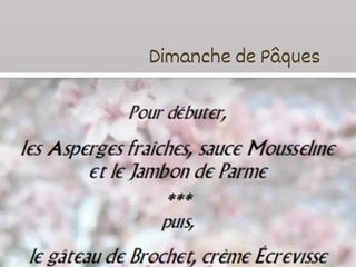 Le menu de Pâques de l'Auberge