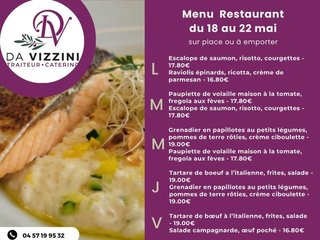 Au menu cette semaine sur place ou à emporter !