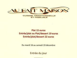 Au menu cette semaine, sur place ou à l'emporter !