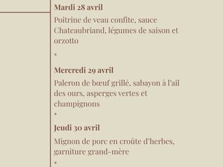 Découvrez les délicieux mets de la semaine !  