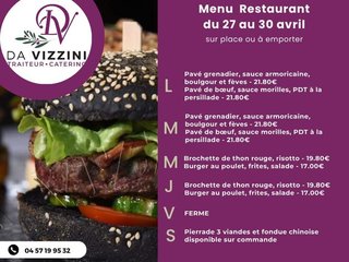 Au menu cette semaine sur place ou à emporter !