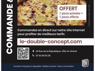 1 pizza acheté = 1 pizza offerte en commande & livraison