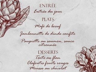 Au menu cette semaine sur place ou à emporter !